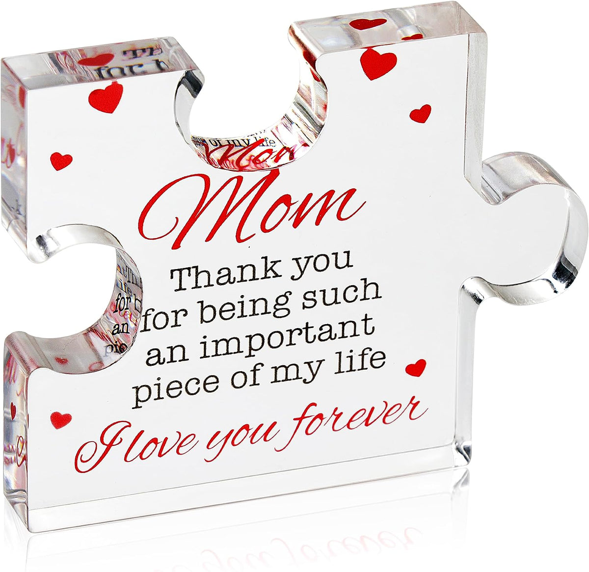 Birthday Gifts for Mom - Engraved Acrylic Block Puzzle Mom Present 4.1 X 3.5 Inch - Cool Mom Presents from Daughter, Son, Dad - Heartwarming Mom Birthday Gift, Christmas